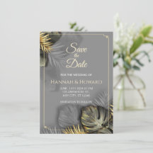 Elegante Oro y Gris Botánico, Tropical