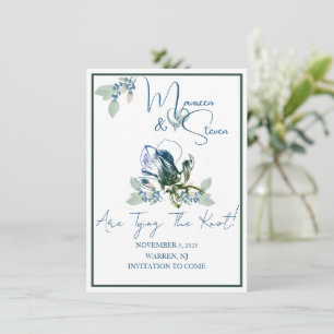 Invitación Elegante Orquídea Blanca, Azul Y Verde Salven La F