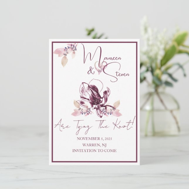 Invitación Elegante Orquídea Blanca Y Borgoña Guarda La Tarje (Anverso de pie)