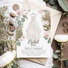 Invitación Elegante Orquídea Boho Dry Leaves Bridal Shower