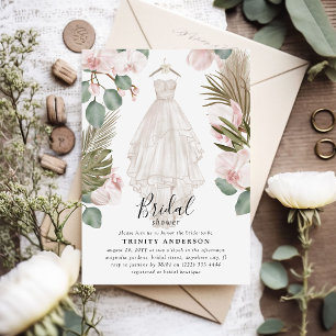 Invitación Elegante Orquídea Boho Hojas Secas Despedida de So