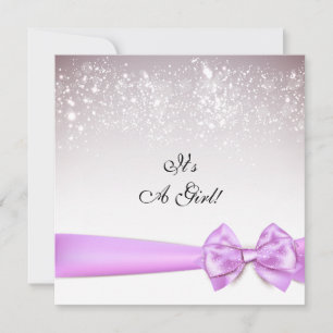 Invitación Elegante Orquídea Bow Sparkles Baby Shower