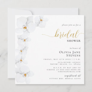Invitación Elegante Orquídea Bridal Floral Blanca Bridal Duch