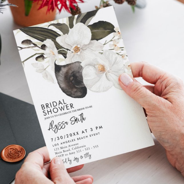 Invitación Elegante Orquídea Floral Moderna Florencia Ducha B (Subido por el creador)