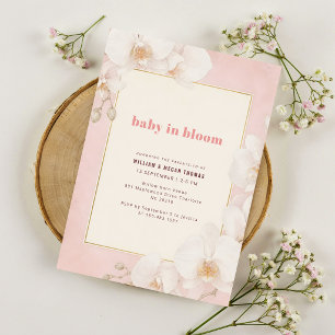 Invitación Elegante Orquídea Rosa Sonrosado Floración Baby Sh
