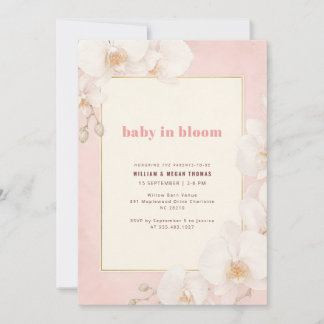 Invitación Elegante Orquídea Rosa Sonrosado Floración Baby Sh