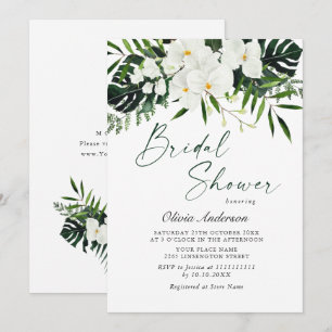 Invitación Elegante Orquídeas Blancas Ducha Bohemiana Bridal