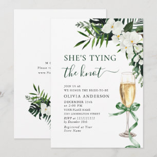 Invitación Elegante Orquídeas Blancas Ducha Bohemiana Bridal
