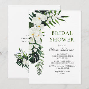Invitación Elegante Orquídeas Blancas Ducha Bohemiana Bridal