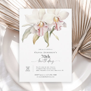 Invitación Elegante Orquídeas Blancas Floral 70 cumpleaños