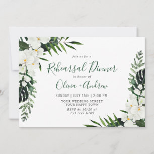 Invitación Elegante orquídeas blancas para la cena de REFUERZ