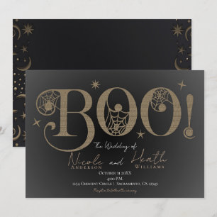 Invitación Elegante Oscuro Rústico BOO Mágica Boda de Hallowe