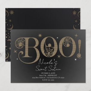 Invitación Elegante oscuro rústico BOO mágico Halloween dulce