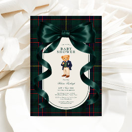 Invitación Elegante Oso de Peluche Polo Baby Shower Niño