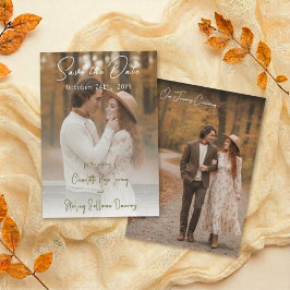Invitación Elegante Otoño 2 Foto Script Salva La Fecha