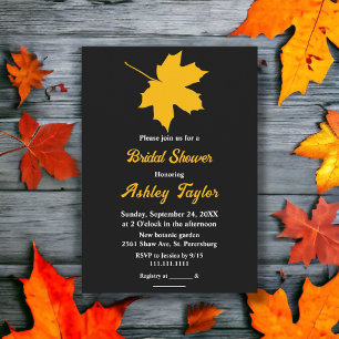 Invitación Elegante otoño amarillo negro deja ducha de novia