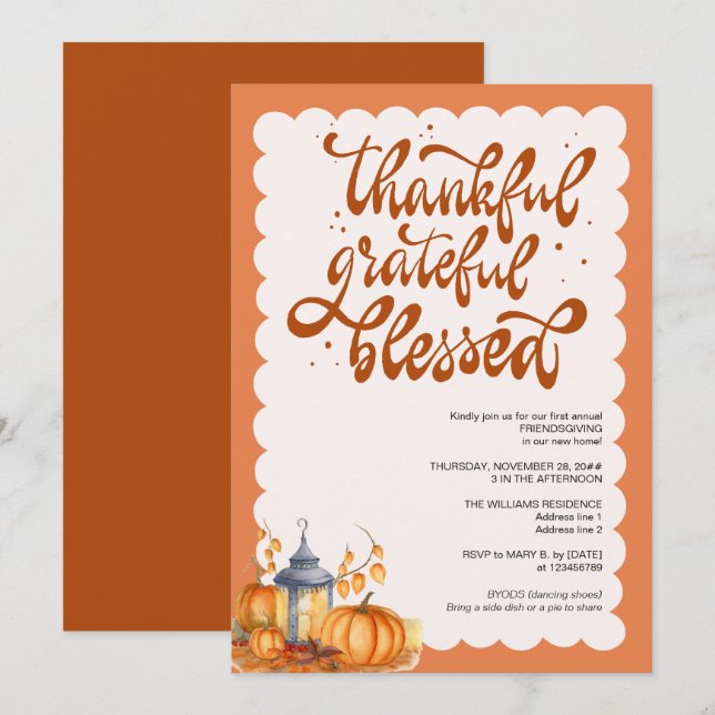 Invitación Elegante otoño amistoso hogar para el otoño calent (Anverso / Reverso)