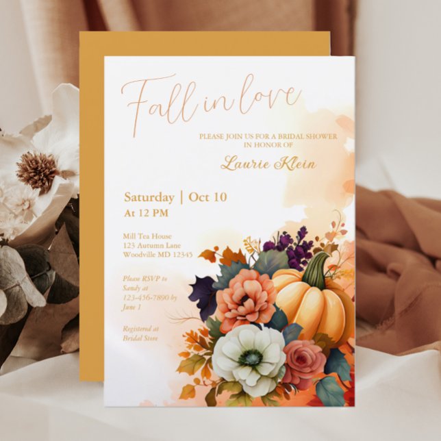 Invitación Elegante otoño color amarillo agua ducha de novia (Subido por el creador)