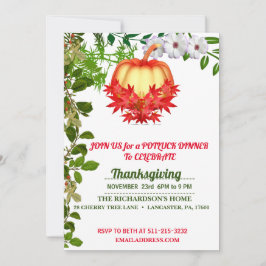 Invitación Elegante otoño deja calabaza cena de Acción de Gra