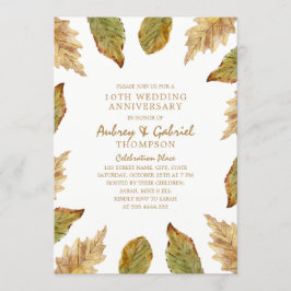Invitación Elegante otoño deja el décimo aniversario Boda
