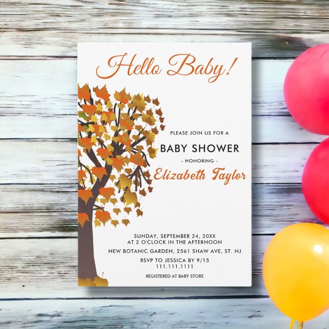 Invitación Elegante otoño deja un romántico Baby Shower (Subido por el creador)