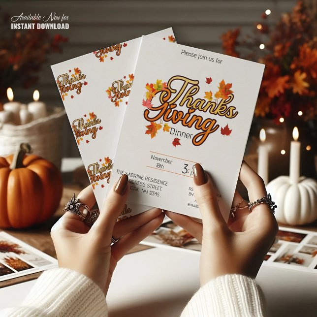Invitación Elegante otoño del follaje de Acción de Gracias (Subido por el creador)