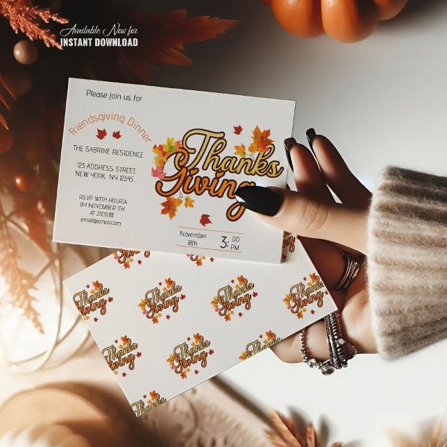 Invitación Elegante otoño del follaje de Acción de Gracias (Subido por el creador)