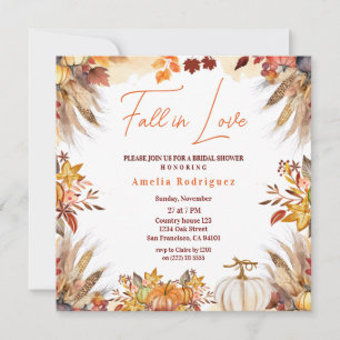Invitación Elegante Otoño en Amor Despedida de Soltera Flores