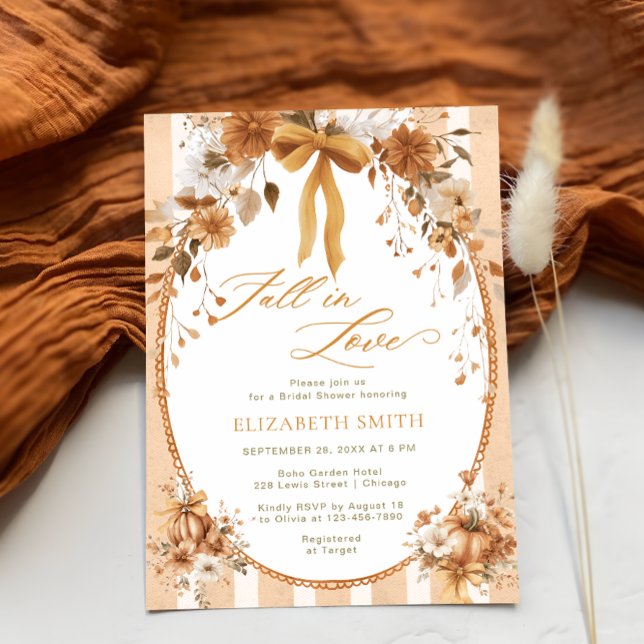 Invitación Elegante otoño floral caída en amor ducha de novia (Subido por el creador)