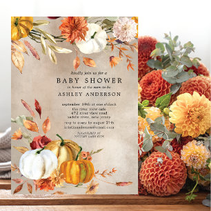 Invitación Elegante otoño floral otoño Baby Shower