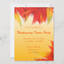Invitación Elegante otoño leen hojas de agradecimiento fiesta