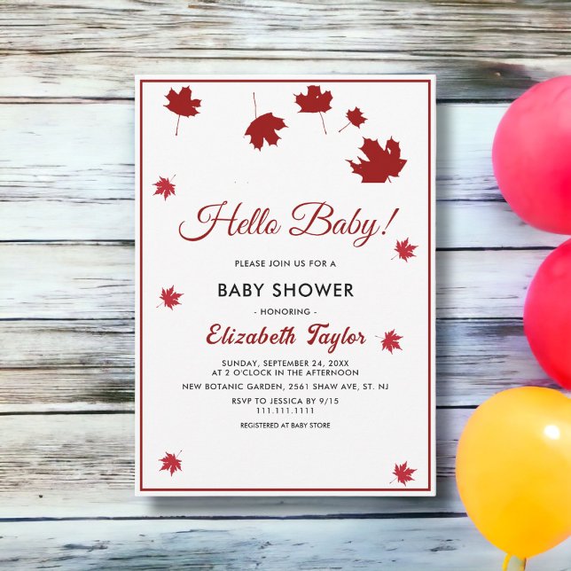 Invitación Elegante otoño rústico deja Baby Shower rojo otoño (Subido por el creador)