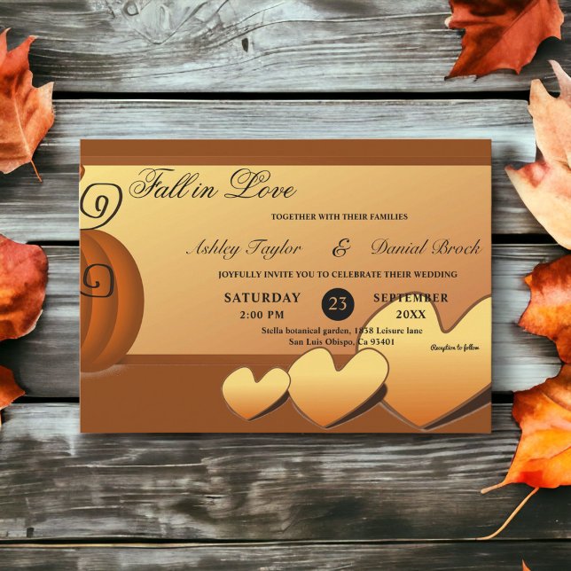 Invitación Elegante otoño rústico deja Boda floral de calabaz (Subido por el creador)