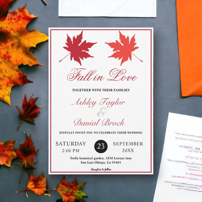 Invitación Elegante otoño rústico deja la boda de otoño de la (Subido por el creador)