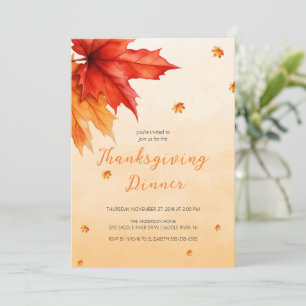 Invitación Elegante otoño rústico deja la cena de Acción de G