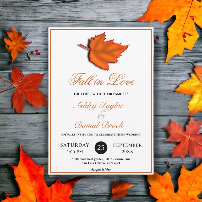Invitación Elegante otoño rústico deja Moda boda otoño (Subido por el creador)