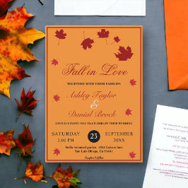 Invitación Elegante otoño rústico deja Naranja matrimonio de 