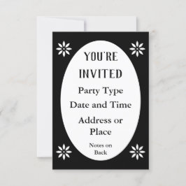 Invitación Elegante óvalo negro floral victoriano