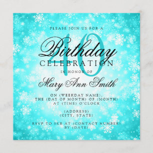 Invitación Elegante país de invierno turquesa de 40 años