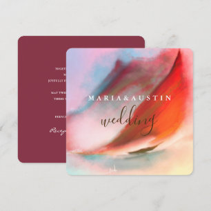 Invitación Elegante paisaje acuático Boda rojo de Borgoña