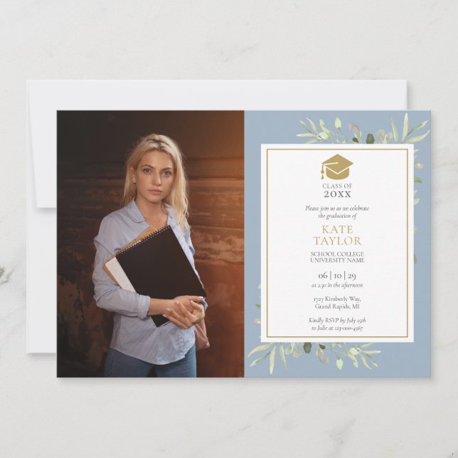 Invitación Elegante paisaje de vegetación, fiesta de graduaci (Anverso)