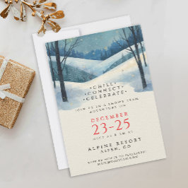 Invitación Elegante paisaje invernal en azul corporativo acua