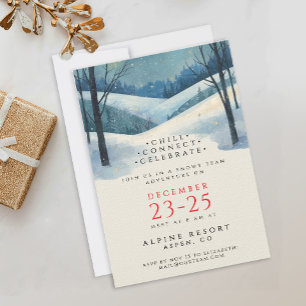 Invitación Elegante paisaje invernal en azul corporativo acua