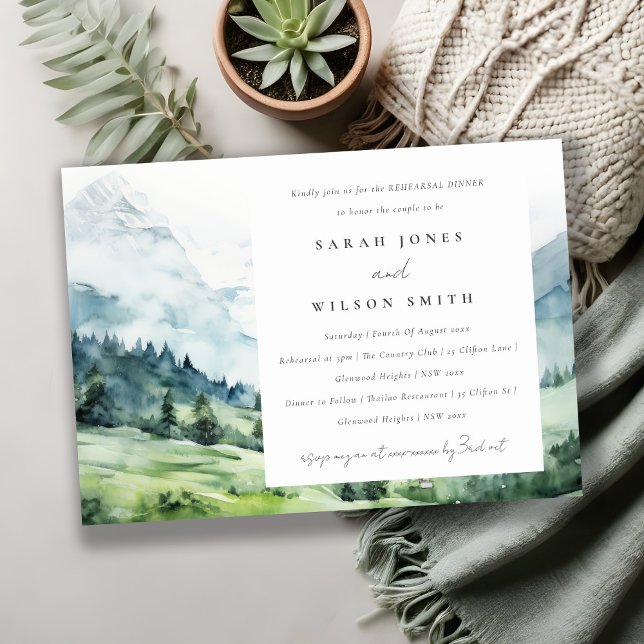 Invitación Elegante paisaje montañoso de nieve Ensayo Cena (Subido por el creador)