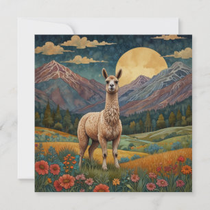 Invitación Elegante paisaje vintage de la llama boho