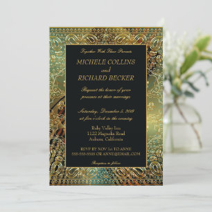 Invitación Elegante Paisley Gold