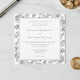 Invitación Elegante Pájaro y Cresta de Boda en Chinoiserie Ne