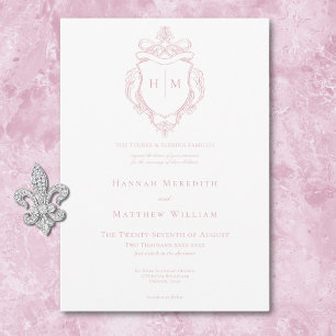 Invitación Elegante Pájaro y Cresta de Boda en Chinoiserie Ro