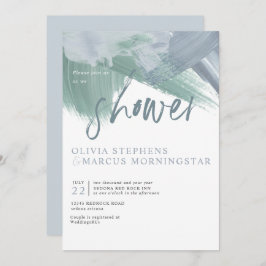 Invitación Elegante Pale Dusty Blue Abstract Brushstrots