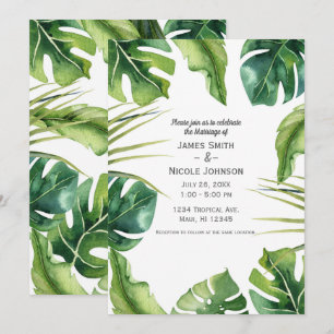 Invitación Elegante Palm Tropical de Verano deja Boda